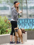 Jessica Biel - booty in tights while walking her dogs in NY 06/08/2013