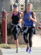 Reese Witherspoon - Jogging with a friend in Brentwood 04/06/2015