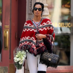 Padma Lakshmi picks up lunch and flowers on Easter Day at Dean & Deluca in New York 04/05/2015